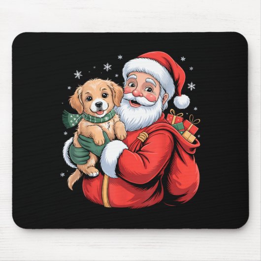 Dogs Golden Retriever Puppy Santa Christmas Funny  Mousepad (Vorne)