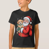Dogs Golden Retriever Puppy Santa Christmas Funny T-Shirt (Vorderseite)
