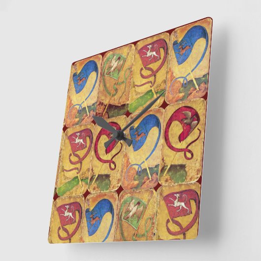 Dogs, Hirsche, Falken, Enten Quadratische Wanduhr (Winkel)