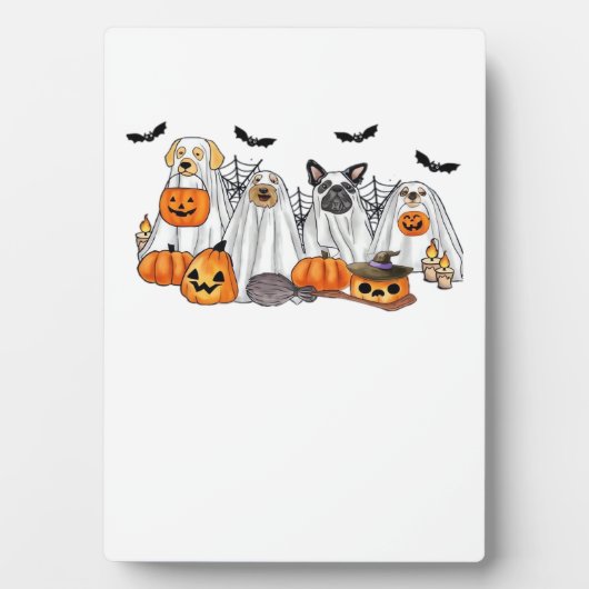 Dogs in Ghost Costumes Halloween Classic T-Shirt Fotoplatte (Vorderseite)