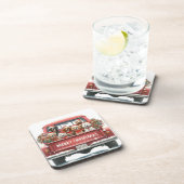 DOGS IN TRUCK Hard plastic coaster Getränkeuntersetzer (Rechte Seite)