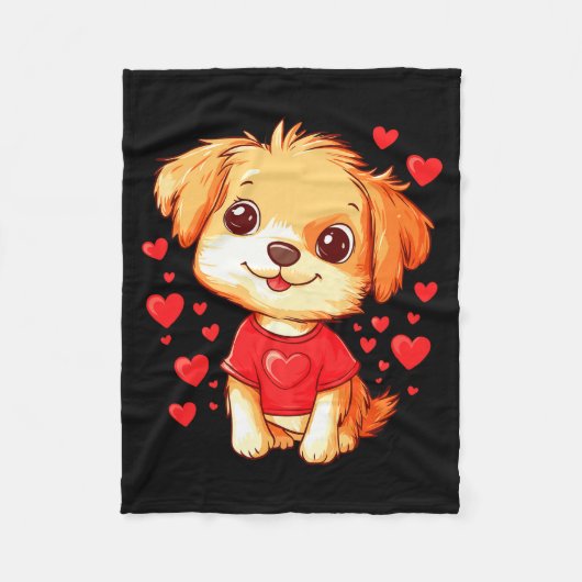 Dogs Lover Heart Girls Puppy Valentine S Day Women Fleecedecke (Vorderseite)