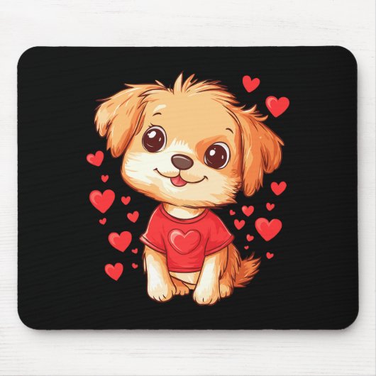 Dogs Lover Heart Girls Puppy Valentine’s Day Women Mousepad (Vorne)