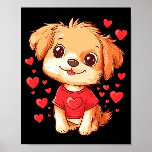Dogs Lover Heart Girls Puppy Valentine’s Day Women Poster (Vorne)