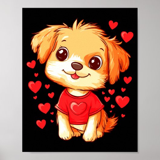 Dogs Lover Heart Girls Puppy Valentine S Day Women Poster (Vorne)