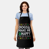 Dogs Make Me Happy Ugly Christmas Sweater Schürze (Getragen)