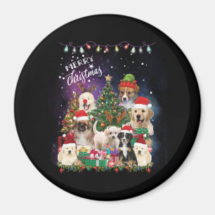 dogs Merry christmas Light Magnet