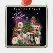 dogs Merry christmas Light Ornament Aus Metall (Vorne)