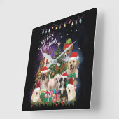 dogs Merry christmas Light Quadratische Wanduhr (Winkel)