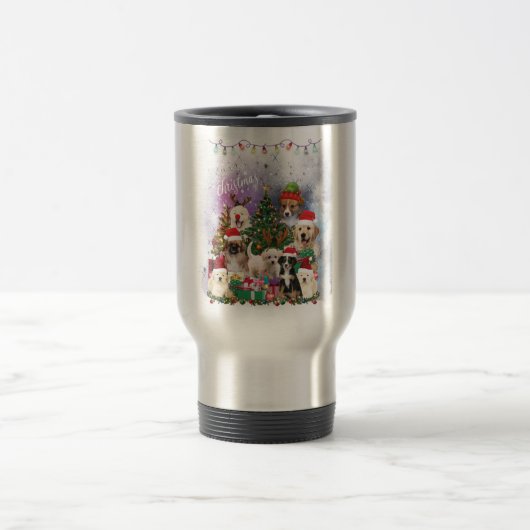 dogs Merry christmas Light Reisebecher (Mittel)
