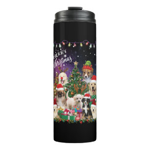 dogs Merry christmas Light Thermosbecher