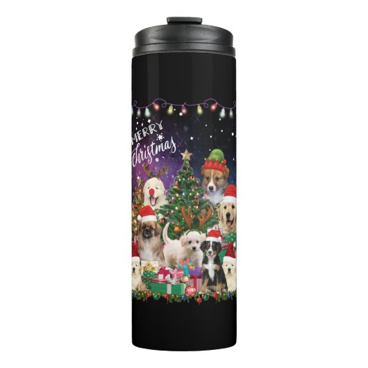 dogs Merry christmas Light Thermosbecher (Vorderseite)
