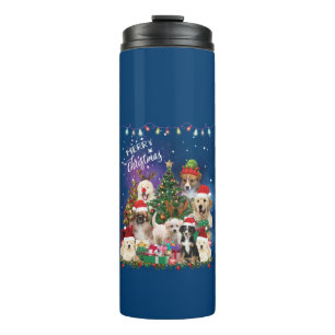 dogs Merry christmas Light Thermosbecher