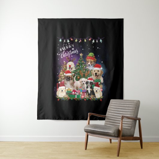 dogs Merry christmas Light Wandteppich (Beispiel)