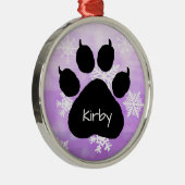 Dog's Name Personalisiert Paw Print Weihnachten Ornament Aus Metall (Rechts)