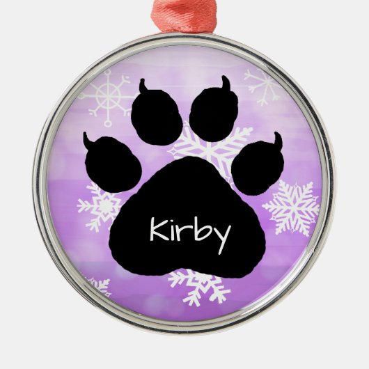 Dog's Name Personalisiert Paw Print Weihnachten Ornament Aus Metall (Vorne)