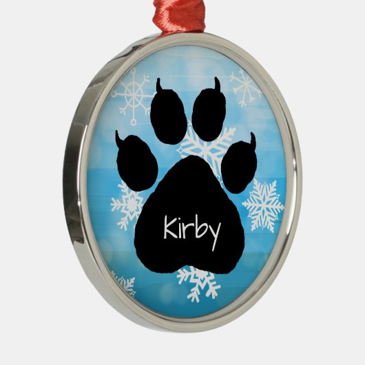 Dog's Name Personalisiert Paw Print Weihnachten Ornament Aus Metall (Rechts)