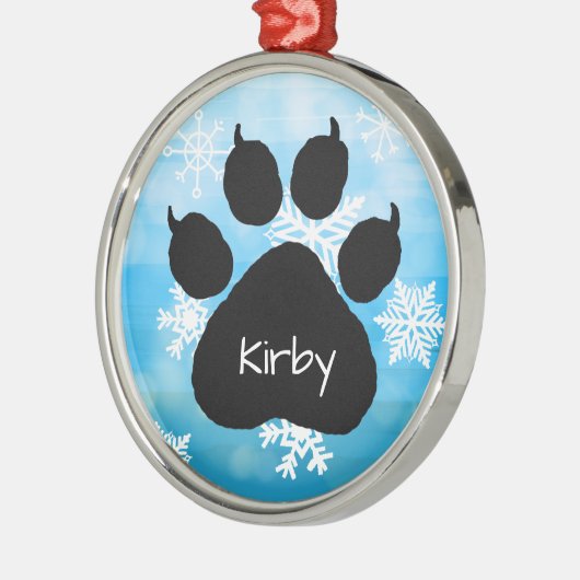 Dog's Name Personalisiert Paw Print Weihnachten Ornament Aus Metall (Links)