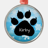 Dog's Name Personalisiert Paw Print Weihnachten Ornament Aus Metall (Vorne)