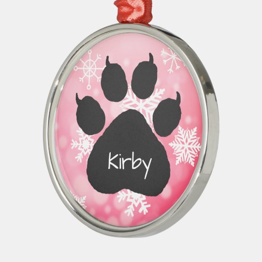 Dog's Name Personalisiert Paw Print Weihnachten Ornament Aus Metall (Links)