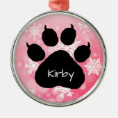 Dog's Name Personalisiert Paw Print Weihnachten Ornament Aus Metall (Vorne)
