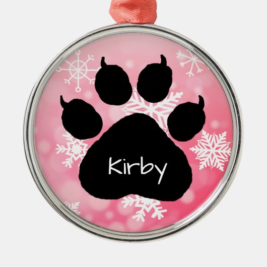 Dog's Name Personalisiert Paw Print Weihnachten Ornament Aus Metall (Vorne)