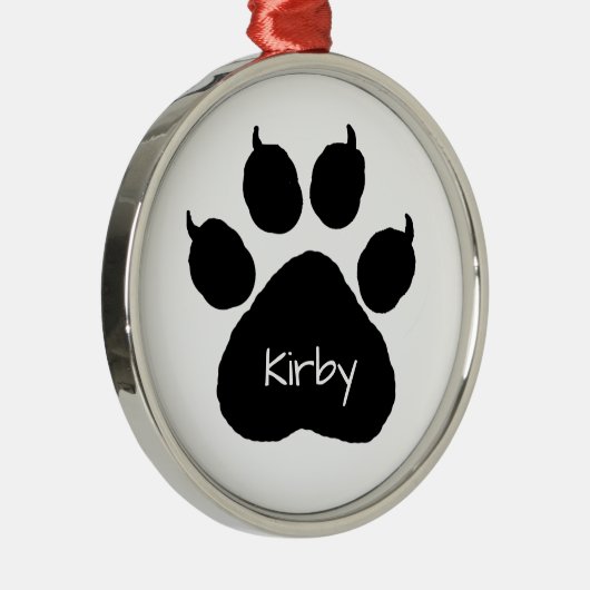 Dog's Name Personalisiert Paw Print Weihnachten Ornament Aus Metall (Rechts)