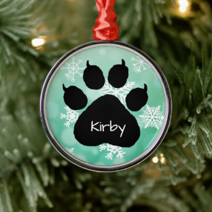 Dog's Name Personalisiert Paw Print Weihnachten Ornament Aus Metall