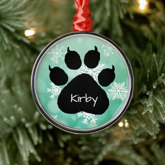 Dog's Name Personalisiert Paw Print Weihnachten Ornament Aus Metall (Baum)