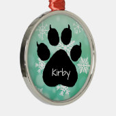 Dog's Name Personalisiert Paw Print Weihnachten Ornament Aus Metall (Rechts)