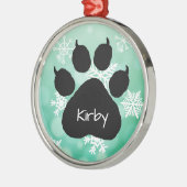 Dog's Name Personalisiert Paw Print Weihnachten Ornament Aus Metall (Links)