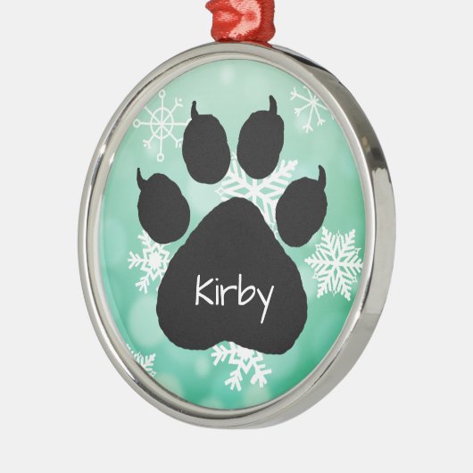 Dog's Name Personalisiert Paw Print Weihnachten Ornament Aus Metall (Links)