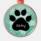 Dog's Name Personalisiert Paw Print Weihnachten Ornament Aus Metall (Vorne)