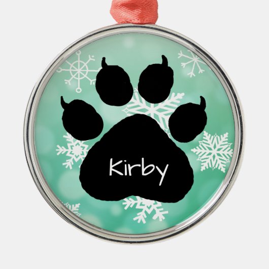 Dog's Name Personalisiert Paw Print Weihnachten Ornament Aus Metall (Vorne)