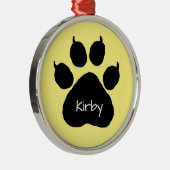 Dog's Name Personalisiert Paw Print Weihnachtsmeta Ornament Aus Metall (Rechts)