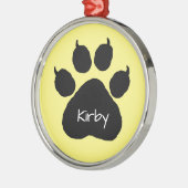 Dog's Name Personalisiert Paw Print Weihnachtsmeta Ornament Aus Metall (Links)