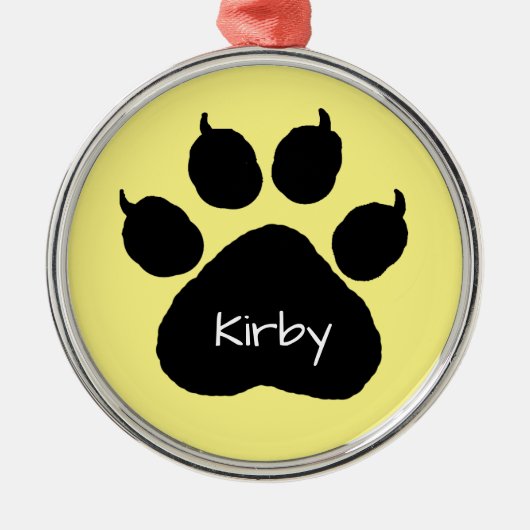 Dog's Name Personalisiert Paw Print Weihnachtsmeta Ornament Aus Metall (Vorne)