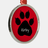 Dog's Name Personalisiert Paw Print Weihnachtsmeta Ornament Aus Metall (Rechts)
