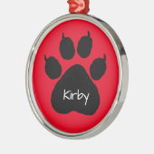 Dog's Name Personalisiert Paw Print Weihnachtsmeta Ornament Aus Metall (Links)