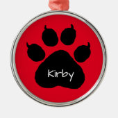 Dog's Name Personalisiert Paw Print Weihnachtsmeta Ornament Aus Metall (Vorne)
