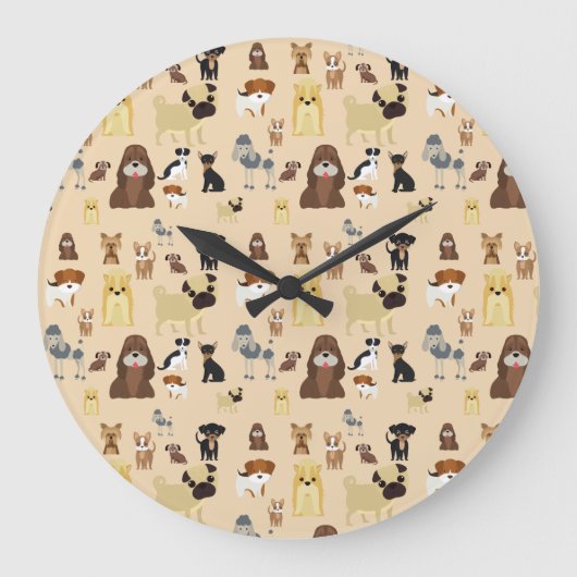 dogs pattern große wanduhr (Vorderseite)