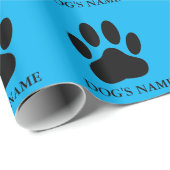 Dog's Pawprint Schwarz und Blau Geschenkpapier (Rolleneckpunkt)