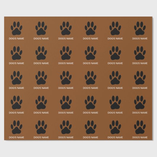 Dog's Pawprint Schwarz und Braun Version Geschenkpapier (Flach)