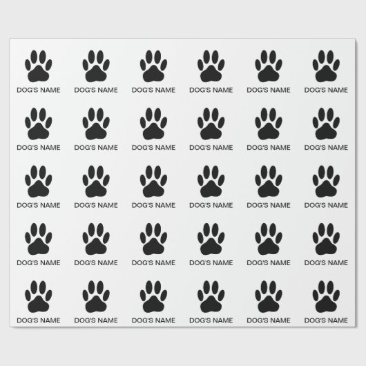 Dog's Pawprint Schwarz-Weiß-Version Geschenkpapier (Flach)