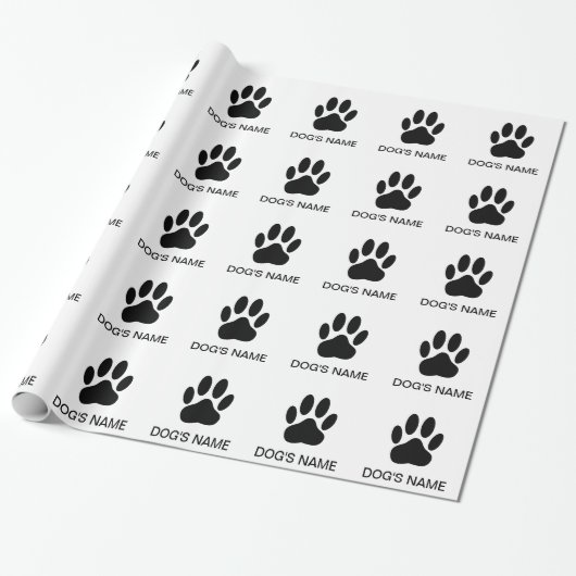 Dog's Pawprint Schwarz-Weiß-Version Geschenkpapier (Ungerollt)