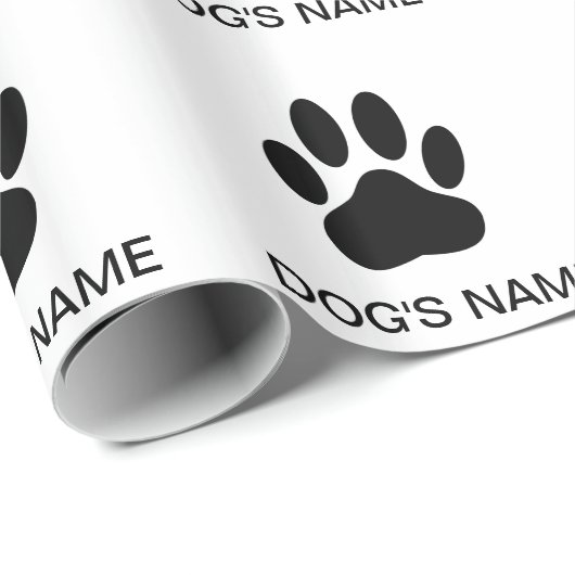 Dog's Pawprint Schwarz-Weiß-Version Geschenkpapier (Rolleneckpunkt)