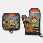 Dogs Playing Poker by Cassius Marcellus Coolidge's Ofenhandschuh & Topflappen-Set (Vorderseite)