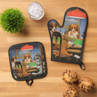 Dogs Playing Poker by Cassius Marcellus Coolidge's Ofenhandschuh & Topflappen-Set