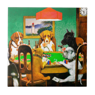Dogs Playing Poker Fliese
