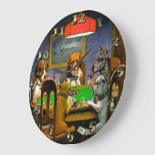 Dogs Playing Poker Große Wanduhr (Winkel)